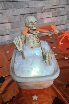 Halloween Sesli Hareketli Küvette İskelet Cadılar Bayramı Hareketli Süs - 3