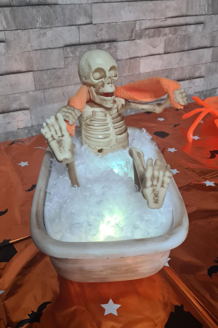 Halloween Sesli Hareketli Küvette İskelet Cadılar Bayramı Hareketli Süs - 3