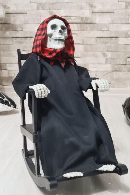 Halloween Sesli Hareketli Sallanan Sandalyede İskelet Cadılar Bayramı Hareketli Süs - 1