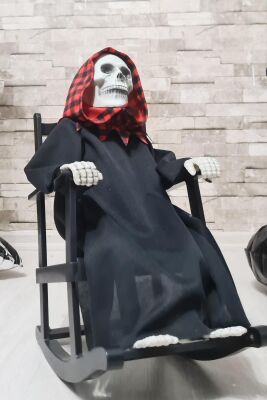 Halloween Sesli Hareketli Sallanan Sandalyede İskelet Cadılar Bayramı Hareketli Süs - 2
