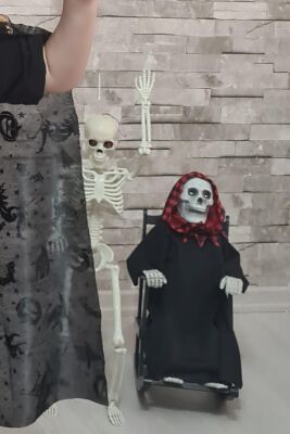 Halloween Sesli Hareketli Sallanan Sandalyede İskelet Cadılar Bayramı Hareketli Süs - 4
