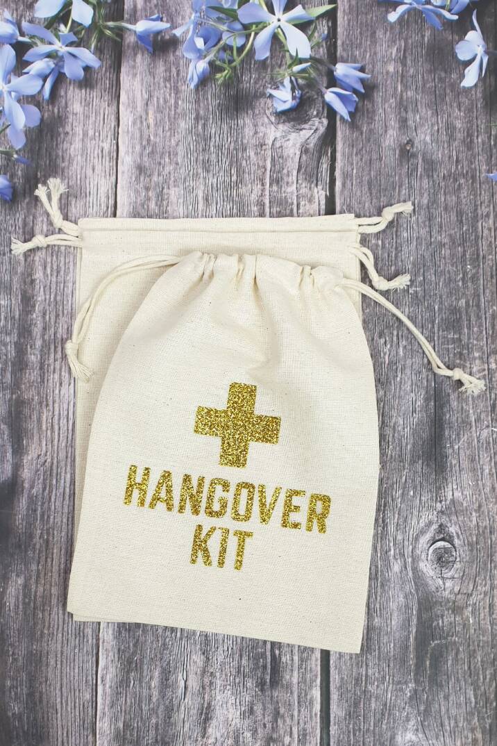 Hangover Kit Kesesi - 10 Adet - Altın Simli After Party Hangover Kit - 1
