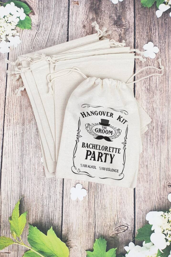 Hangover Kit Kesesi - 10 Adet - Damat Bekarlığa Veda Parti Hangover Kit - 1