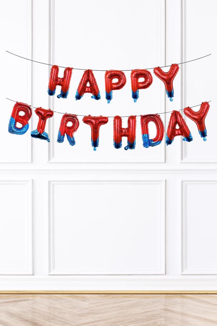 Happy Birthday Balon Seti Örümcek Adam Konsept - 1