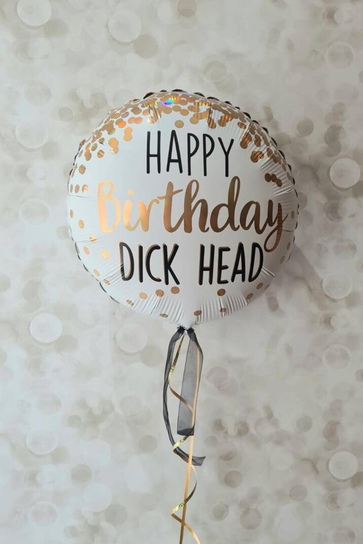 Happy Birthday Dick Head Yazılı Yuvarlak Doğum Günü Balonu 45cm Grabo Folyo Balon - 2