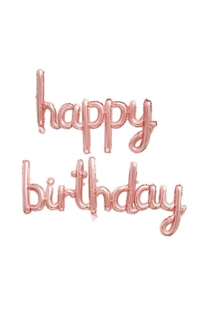 Happy Birthday El Yazısı İmza Folyo Balon ROSE Gold Renk Doğum Günü Parti Balonu - 1