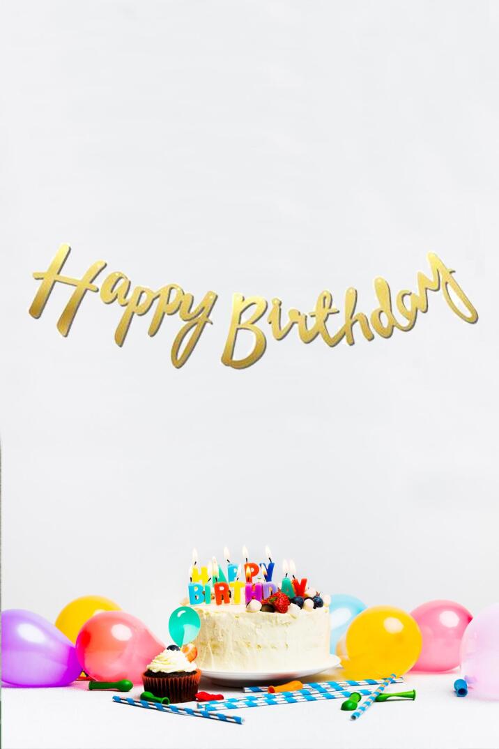 Happy Birthday Gold Doğum Günü Banner Kaligrafi Banner Yazı Altın - 1