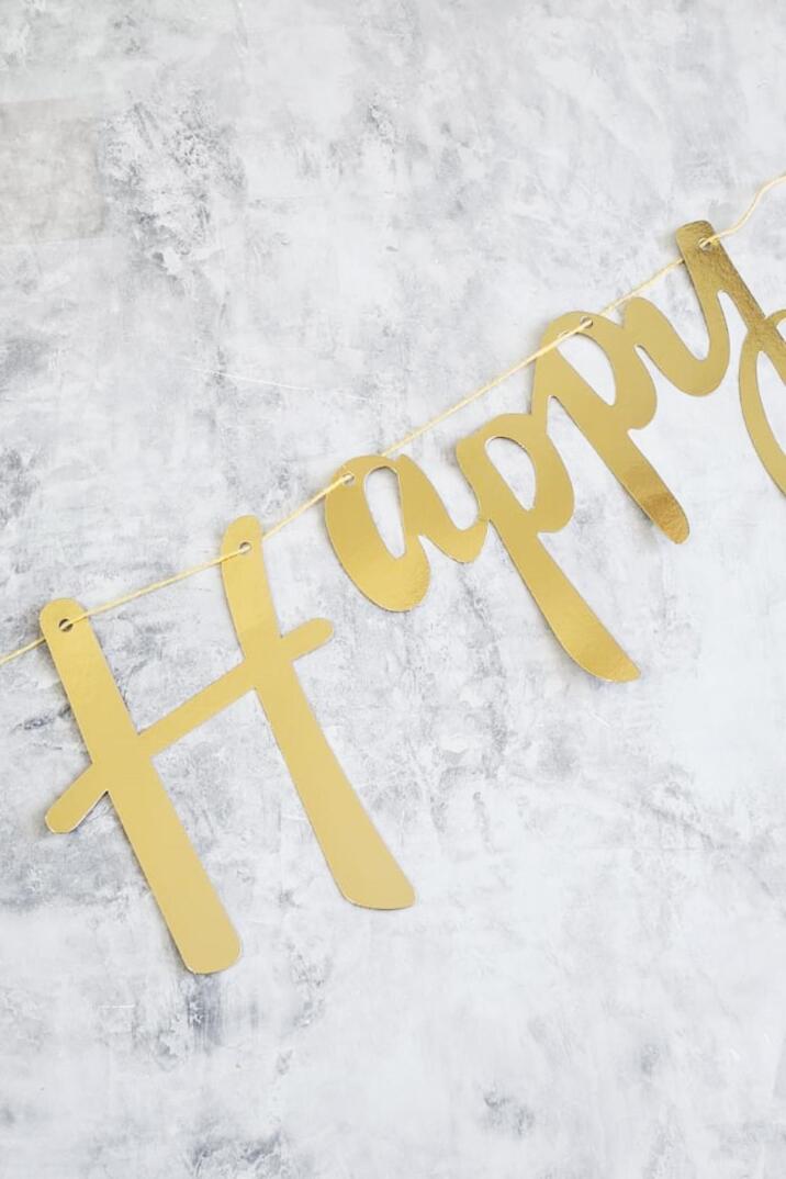 Happy Birthday Gold Doğum Günü Banner Kaligrafi Banner Yazı Altın - 2