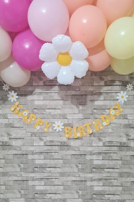 Happy Birthday Papatya Tema Banner Papatya Konsept Duvar Süsü - 2