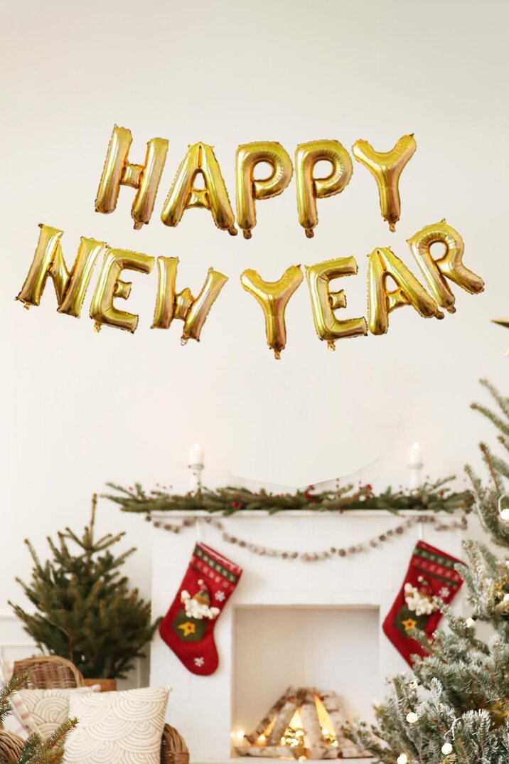 Happy New Year Balon Seti GOLD Yılbaşı Balonları 40cm Harfler - 1