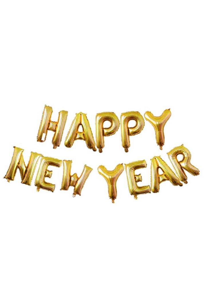 Happy New Year Balon Seti GOLD Yılbaşı Balonları 40cm Harfler - 2