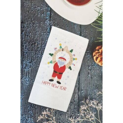Happy New Year Kaslı Noel Baba Yılbaşı Masası Sunum Peçetesi - 1