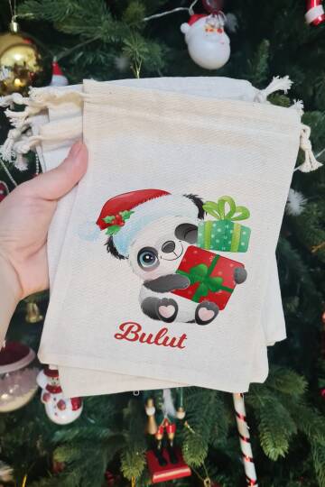 Hediye Dolu Panda İsme Özel Yılbaşı Hediye Kesesi - 2