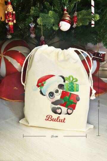 Hediye Dolu Panda İsme Özel Yılbaşı Hediye Kesesi - 3
