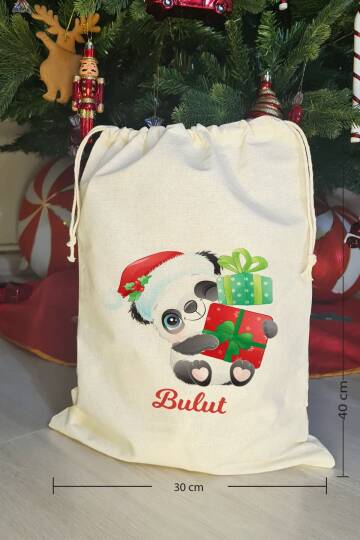 Hediye Dolu Panda İsme Özel Yılbaşı Hediye Kesesi - 4