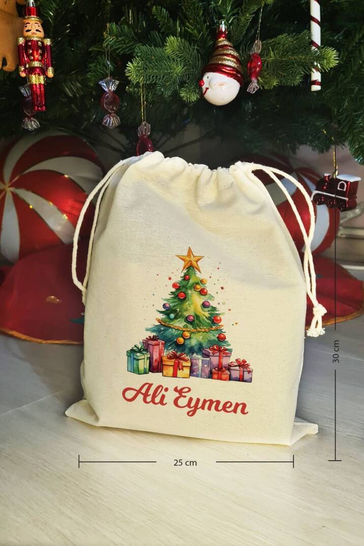 Hediye Dolu Yılbaşı Ağacı İsme Özel Yılbaşı Hediye Kesesi - 3