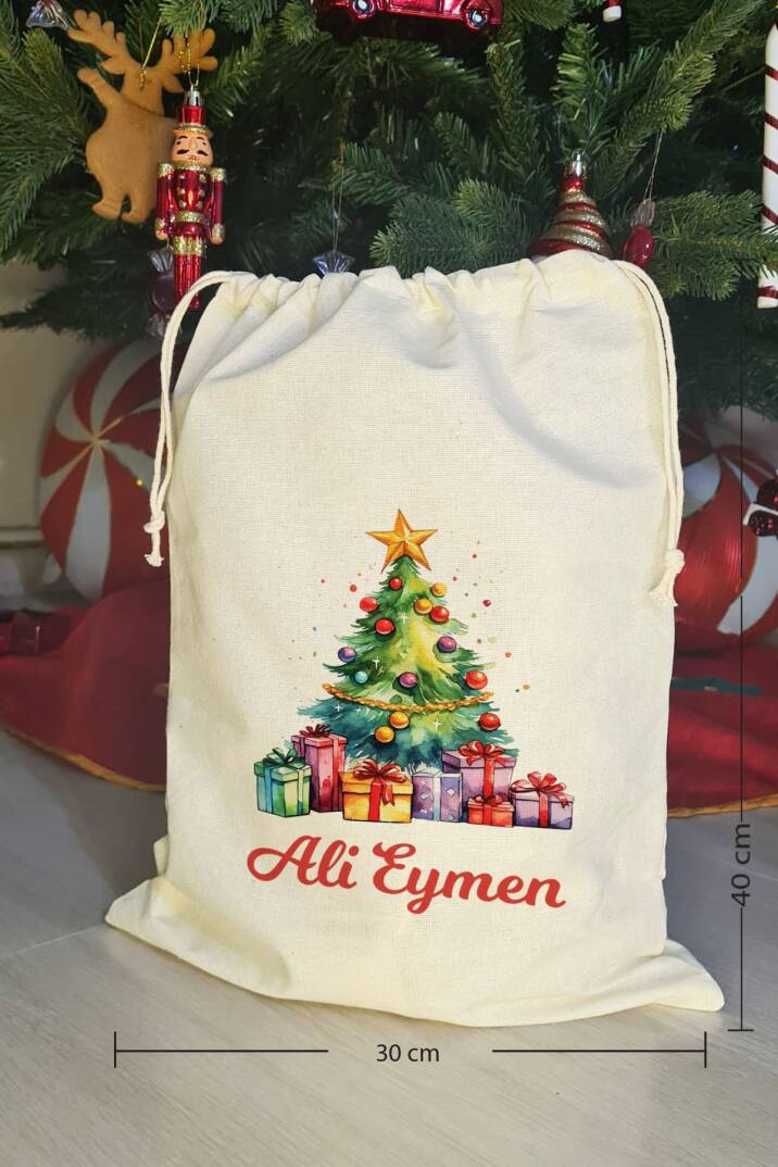 Hediye Dolu Yılbaşı Ağacı İsme Özel Yılbaşı Hediye Kesesi - 4