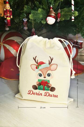 Hediye Dolu Zürafa İsme Özel Yılbaşı Hediye Kesesi - 3