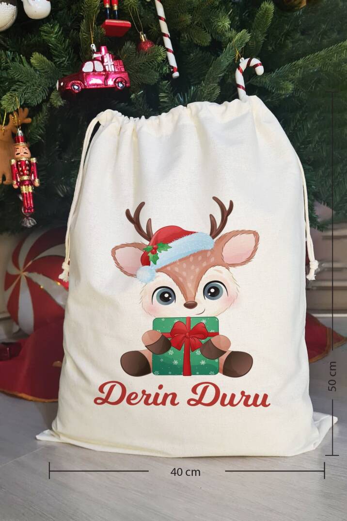 Hediye Dolu Zürafa İsme Özel Yılbaşı Hediye Kesesi - 4