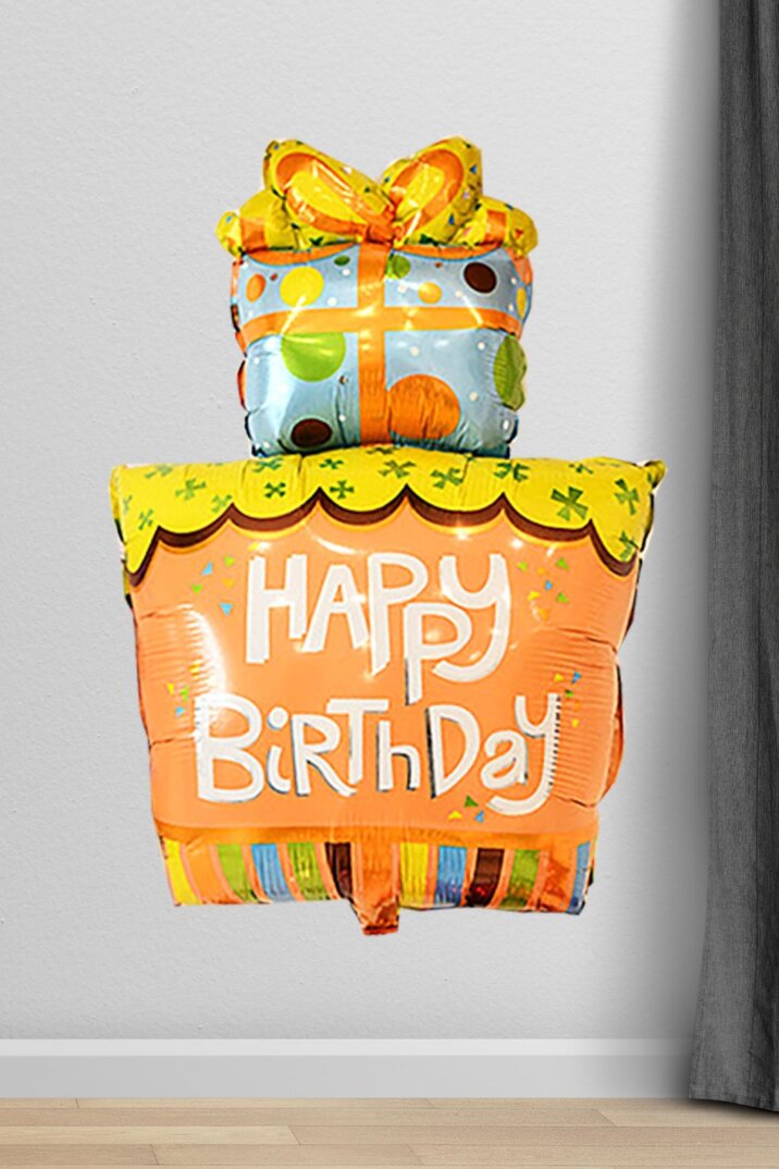 Hediye Paketi Şekilli Happy Birthday Doğum Günü Parti Balonu - 1