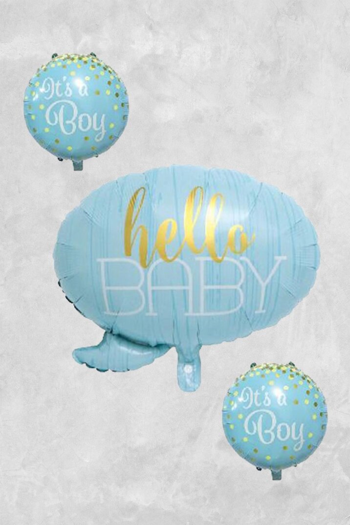 Hello Baby It's a Boy Baby Shower Balon Seti Erkek Bebek MAVİ - 1