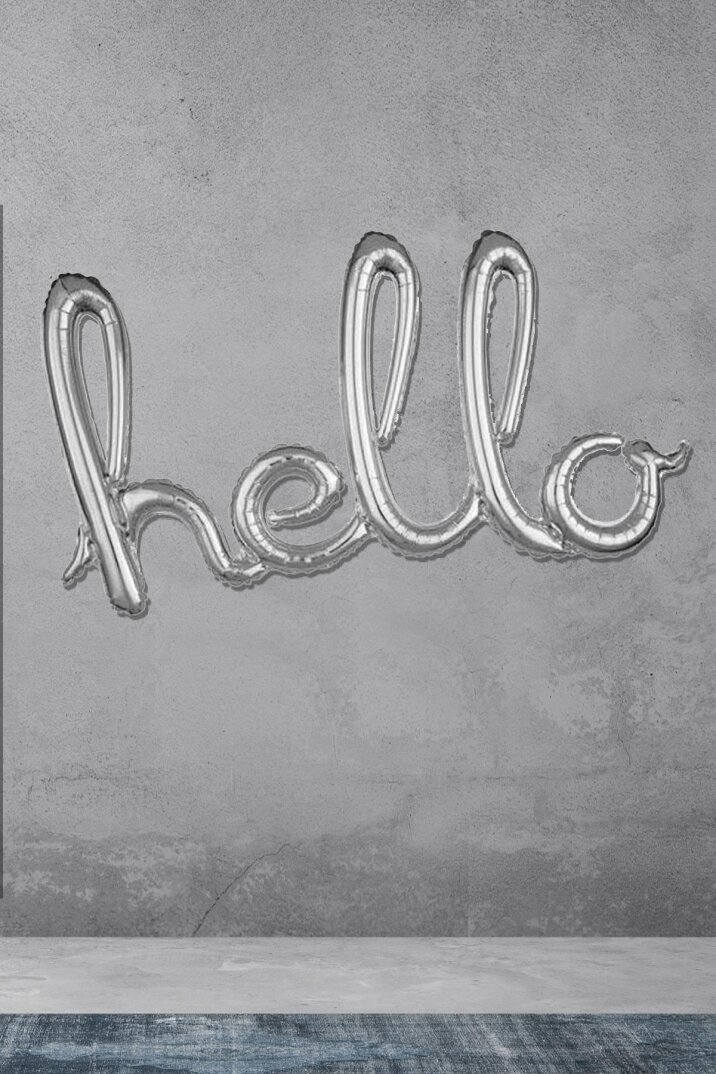 Hello Yazılı El Yazısı Şekilli Folyo Balon Gümüş Renk - 1