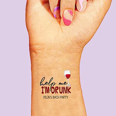 Help Me I'm Drunk Şarap Konsept İsme Özel Dövme