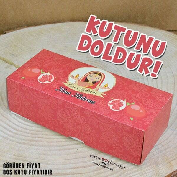 Hintli Kına Kızı Konseptli Kına Hediyelikleri Kutusu - 1