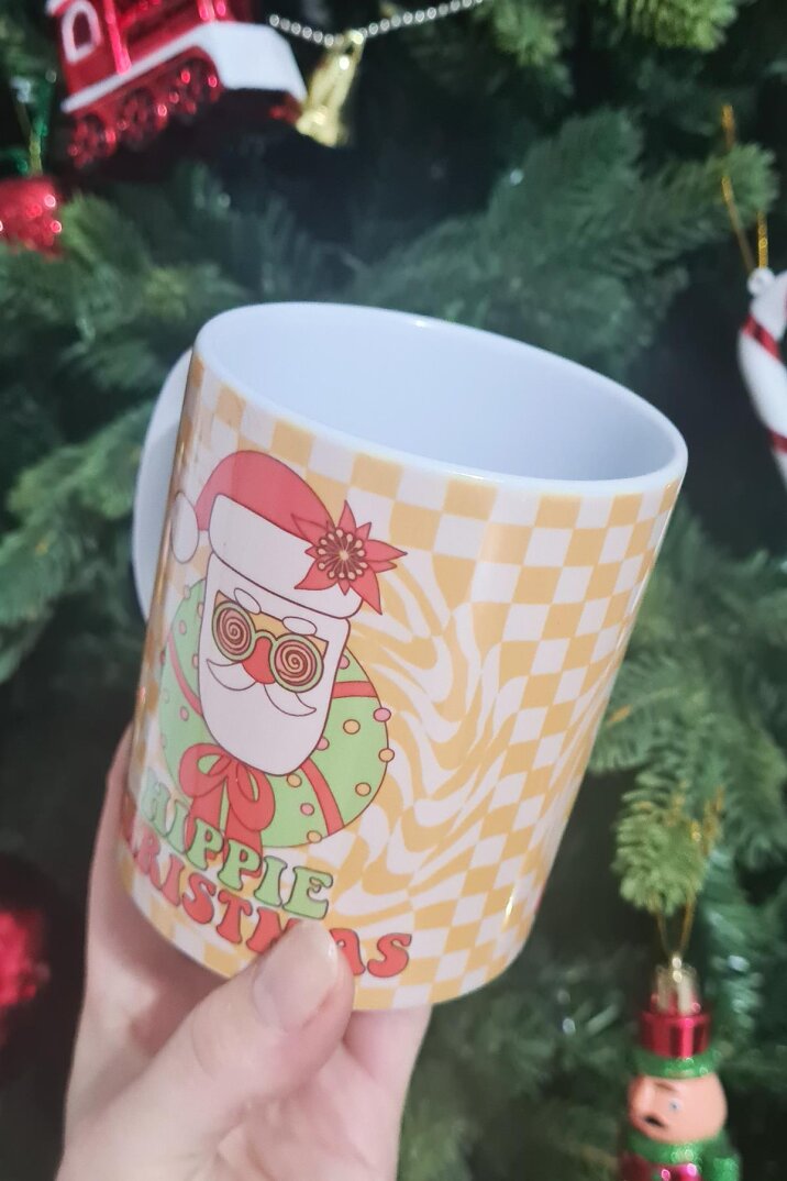 Hippie Christmas Retro Tasarım Yılbaşı Hediyesi Kupa Bardak - 3