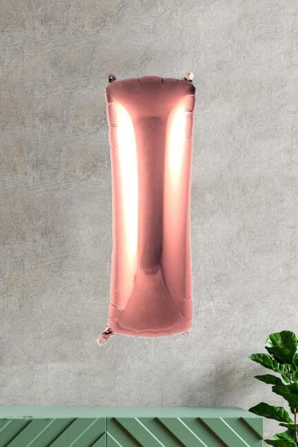 I Harfi Rose Gold Folyo Balon 100 cm 40 inç 1 Metre Baş Harf Balon - 1