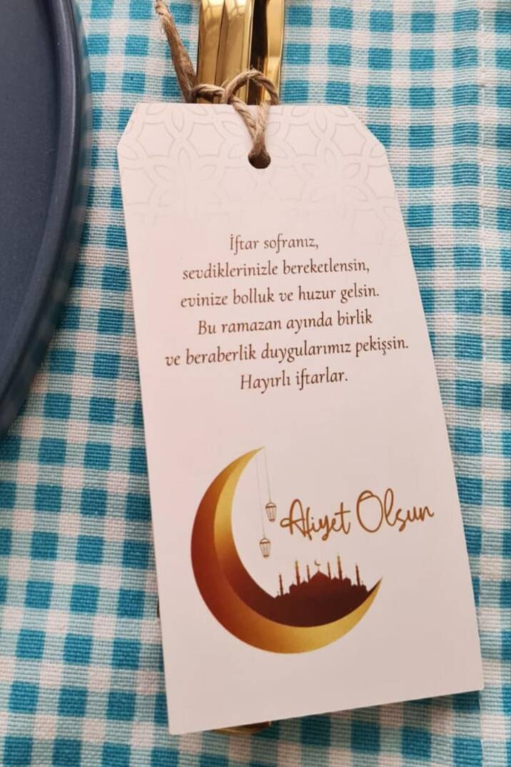 İftar Sofrası Süsü Çatal Bıçak İpli Kart Ramazan Süsleri 10lu Paket - 1