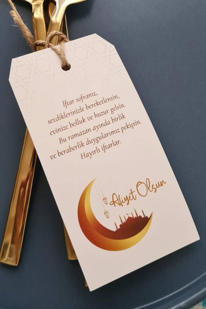 İftar Sofrası Süsü Çatal Bıçak İpli Kart Ramazan Süsleri 10lu Paket - 2