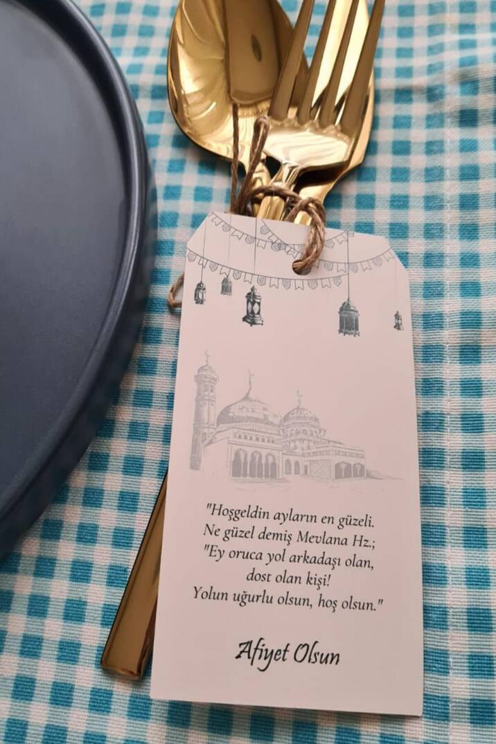 İftar Sofrası Süsü Çatal Bıçak İpli Kart Ramazan Süsleri 10lu Paket - 1