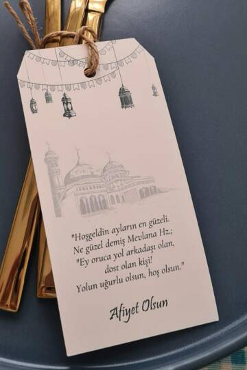 İftar Sofrası Süsü Çatal Bıçak İpli Kart Ramazan Süsleri 10lu Paket - 2