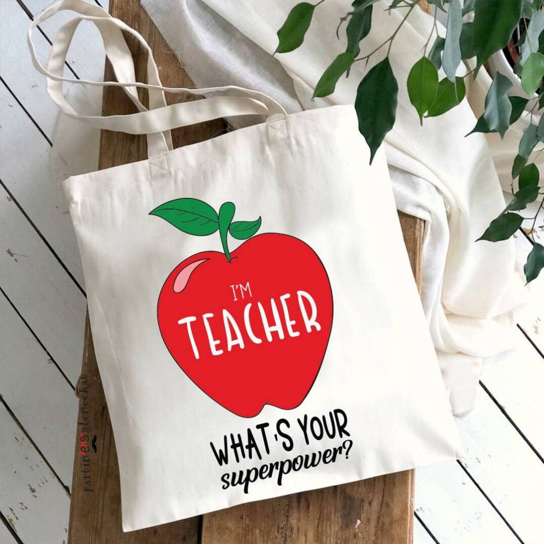 I'm Teacher What is Your Superpower? Öğretmenler Günü Hediyesi Bez Kol Çantası - 1