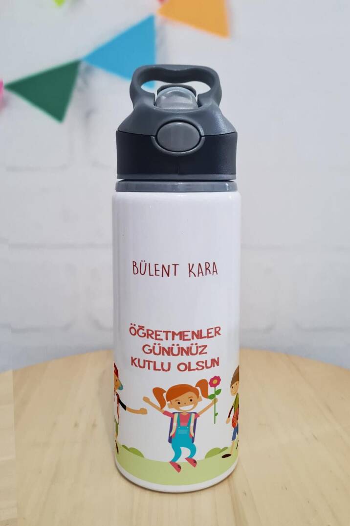 İsim Baskılı Öğretmenler Günü Hediyesi Matara 650ml - 1