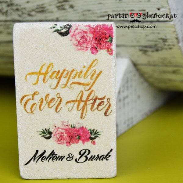 İsim Yazılı Happily Ever After Taş Magnet - 1