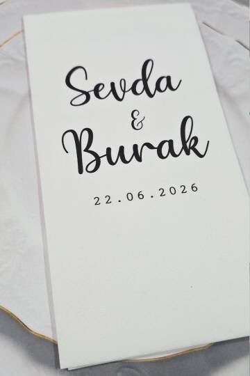 İsimler Tarih Baskılı Nişan Düğün Konsept Baskılı Peçete - 2