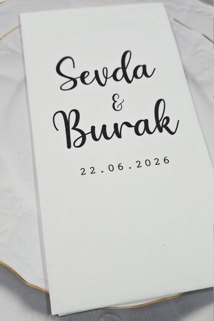 İsimler Tarih Baskılı Nişan Düğün Konsept Baskılı Peçete - 2