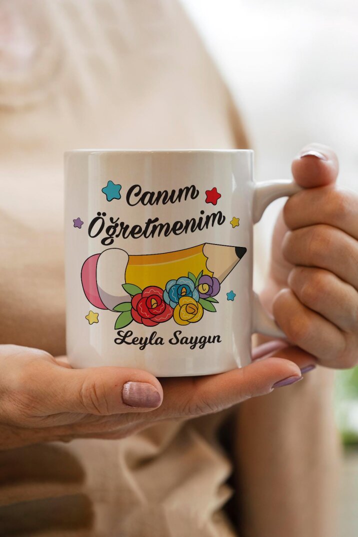 İsimli Öğretmenler Günü Hediyesi Kupa Bardak Canım Öğretmenim - 1