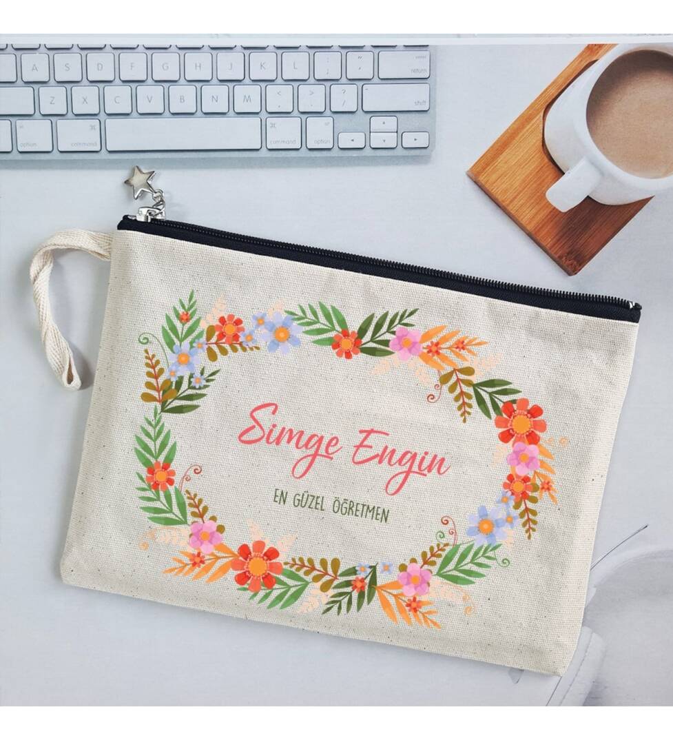 İsme Özel Baskılı Öğretmenler Günü Hediyesi Clutch Çanta - 1