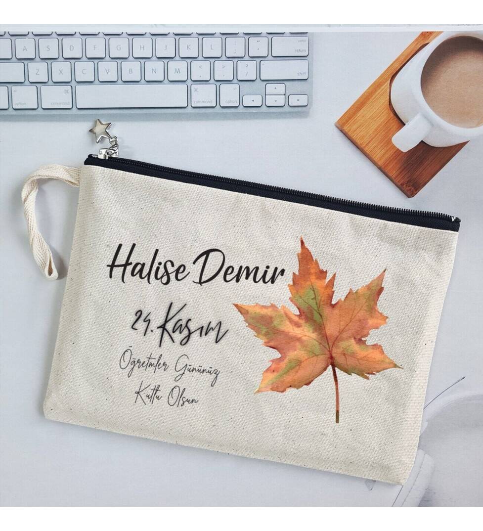 İsme Özel Baskılı Öğretmenler Günü Hediyesi Clutch Çanta - 1