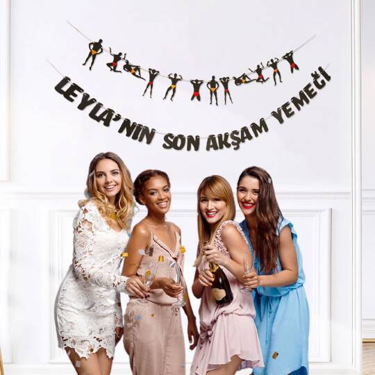 İsme Özel Bekarlığa Veda Dansçı Erkekler 2li Set Banner