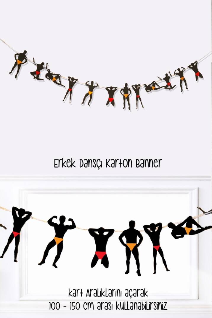 İsme Özel Bekarlığa Veda Dansçı Erkekler 2li Set Banner - 3