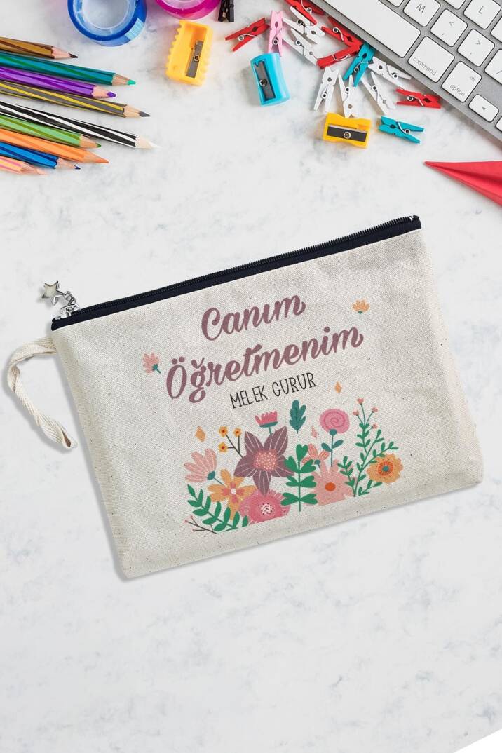 İsme Özel Canım Öğretmenim Öğretmenler Günü Hediyesi Astarlı Clutch Çanta - 1