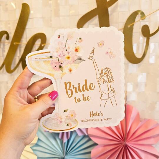 İsme Özel Çiçekli Gold Bride to be Konsept Bekarlığa Veda Kartları - 3