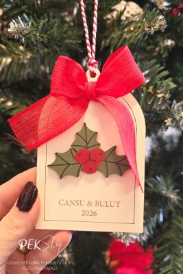 İsme Özel Kokina Figürlü Fiyonk Kurdeleli Yılbaşı Ağaç Süsü - 2