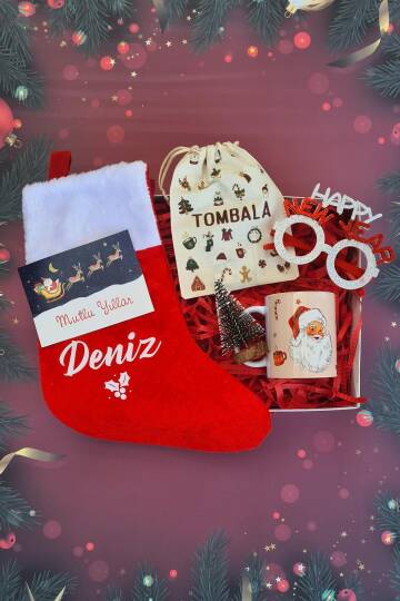 İsme Özel Yılbaşı Çoraplı Tombala Yılbaşı Gözlük Yılbaşı Hediye Kutusu