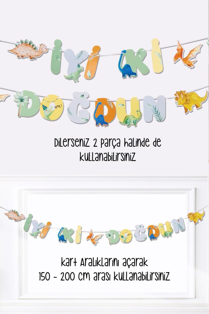 İyi Ki Doğdun Dinozor Tema Banner Dinozor Konsept Duvar Süsü - 1