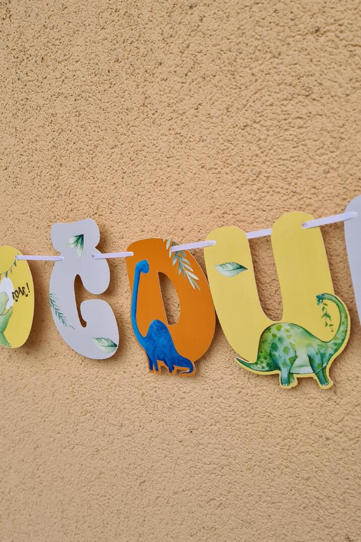 İyi Ki Doğdun Dinozor Tema Banner Dinozor Konsept Duvar Süsü - 4